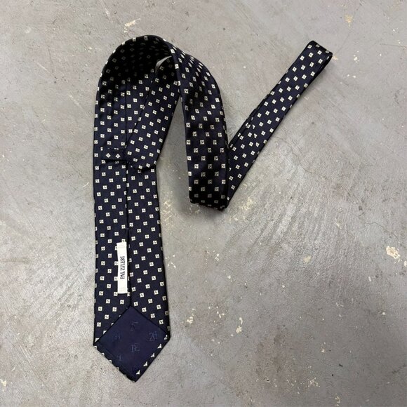 Pal Zileri Tie Box Pattern 100% Silk Made in Italy Woven Blue 3" - Picture 3 of 6